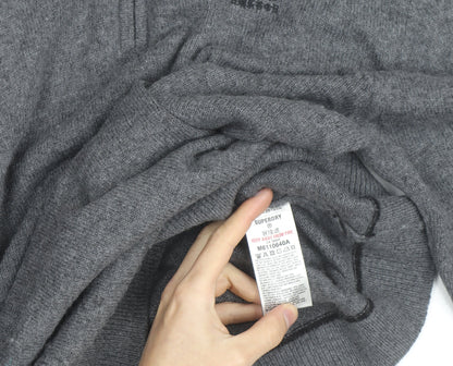 Superdry Men's Grey XL 1/4 Zip High Neck Jumper