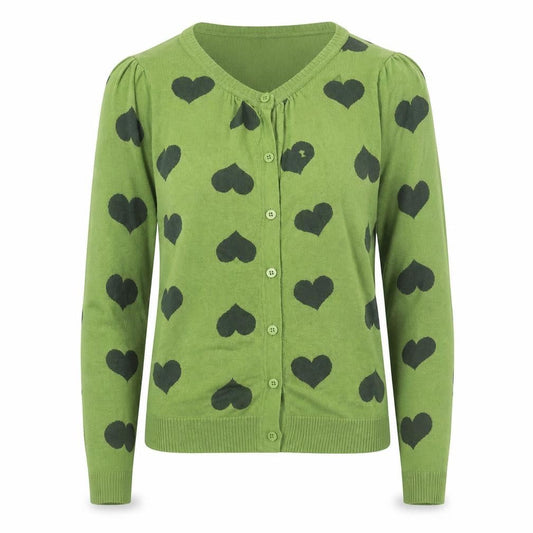 Stradivarius Womens Green Heart Print Cardigan Size S
