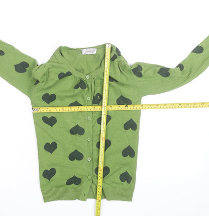 Stradivarius Womens Green Heart Print Cardigan Size S