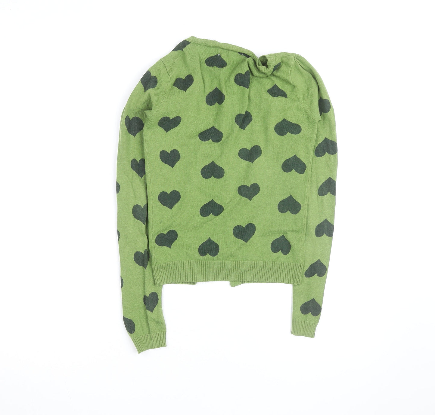 Stradivarius Womens Green Heart Print Cardigan Size S
