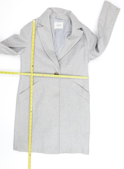 George Women's Grey Size 10 Long Wool Blend Overcoat
