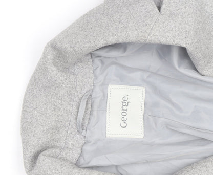 George Women's Grey Size 10 Long Wool Blend Overcoat