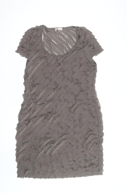 Soon Women’s Brown Ruffle Textured Short Sleeve Bodycon Dress Size 16