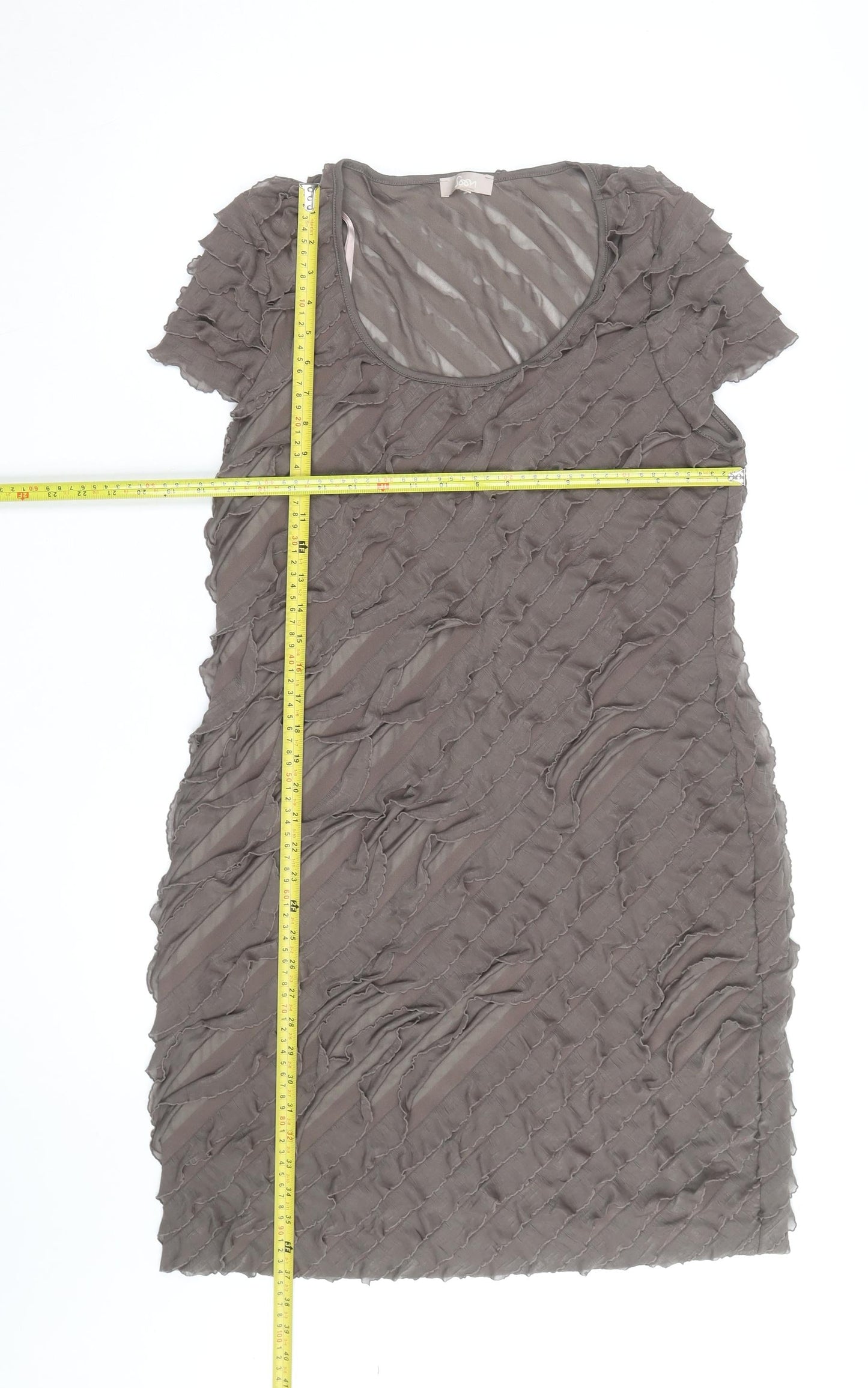 Soon Women’s Brown Ruffle Textured Short Sleeve Bodycon Dress Size 16