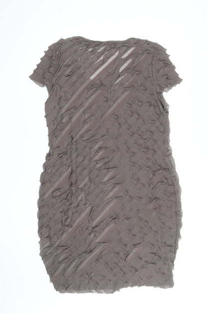 Soon Women’s Brown Ruffle Textured Short Sleeve Bodycon Dress Size 16