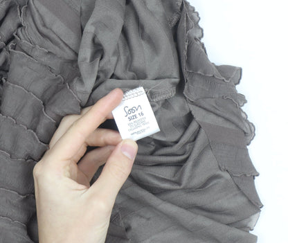 Soon Women’s Brown Ruffle Textured Short Sleeve Bodycon Dress Size 16