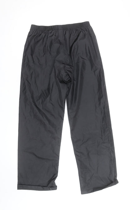 Regatta Boys Black Waterproof Rain Trousers 11-12 Years Lightweight Elastic Waist