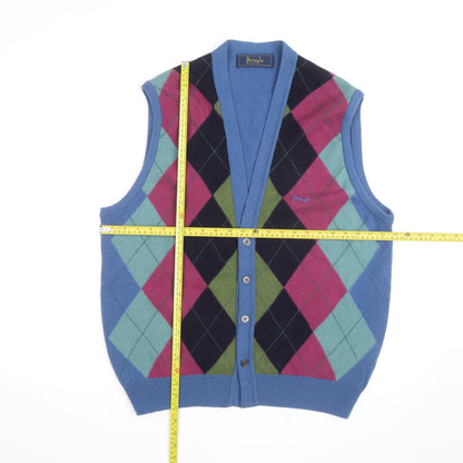 Pringle of Scotland Men's Multicoloured Wool Argyle Sleeveless Vest M