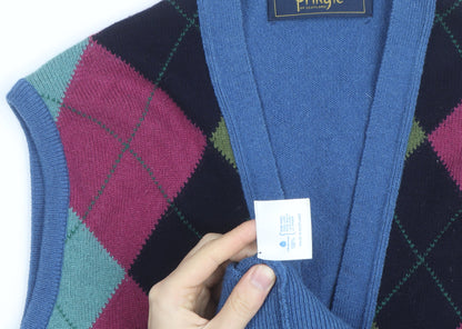 Pringle of Scotland Men's Multicoloured Wool Argyle Sleeveless Vest M