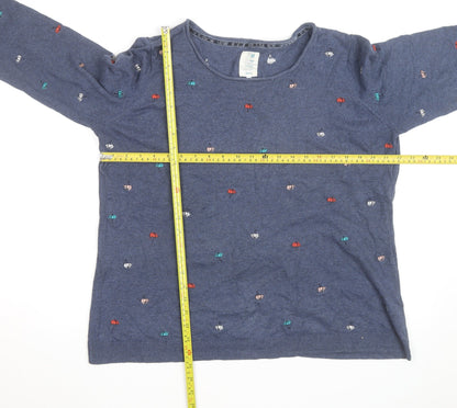 Mantaray Women Blue Embroidered Umbrella Cotton Jumper Size 20