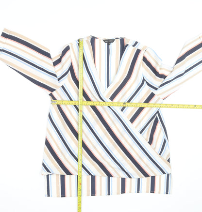 New Look Women’s Multicoloured Striped Wrap Blouse Size 10