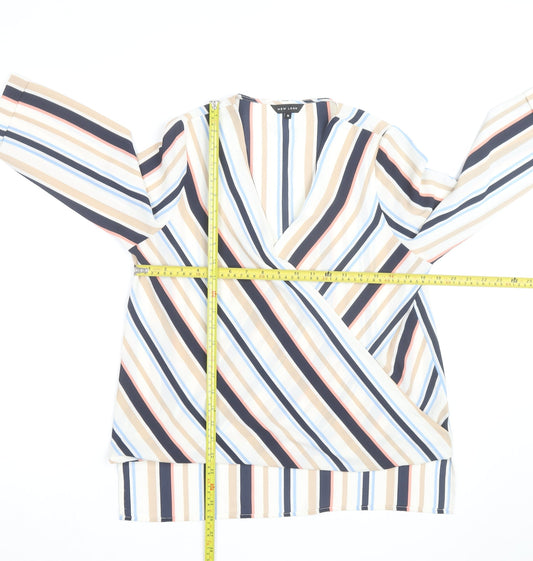 New Look Women’s Multicoloured Striped Wrap Blouse Size 10