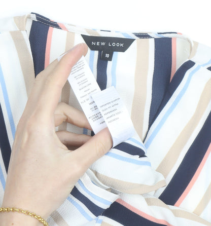 New Look Women’s Multicoloured Striped Wrap Blouse Size 10