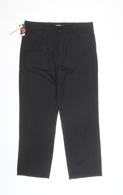 Peacocks Men's Black Pinstripe Chino Trousers Size S Regular Fit
