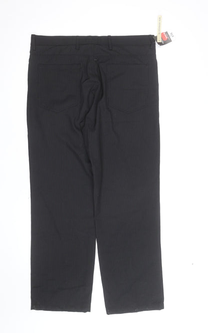 Peacocks Men's Black Pinstripe Chino Trousers Size S Regular Fit