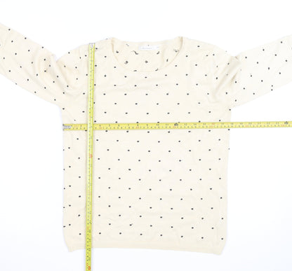 Lamorena Men Beige Polka Dot Lightweight Crew Neck Jumper Size L