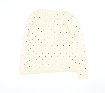 Lamorena Men Beige Polka Dot Lightweight Crew Neck Jumper Size L