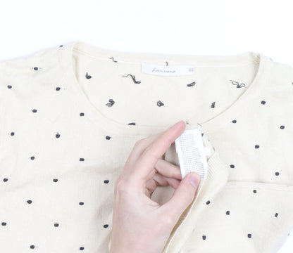 Lamorena Men Beige Polka Dot Lightweight Crew Neck Jumper Size L
