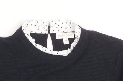 Monsoon Women's Black Crew Neck Knit Jumper M Classic Workwear
