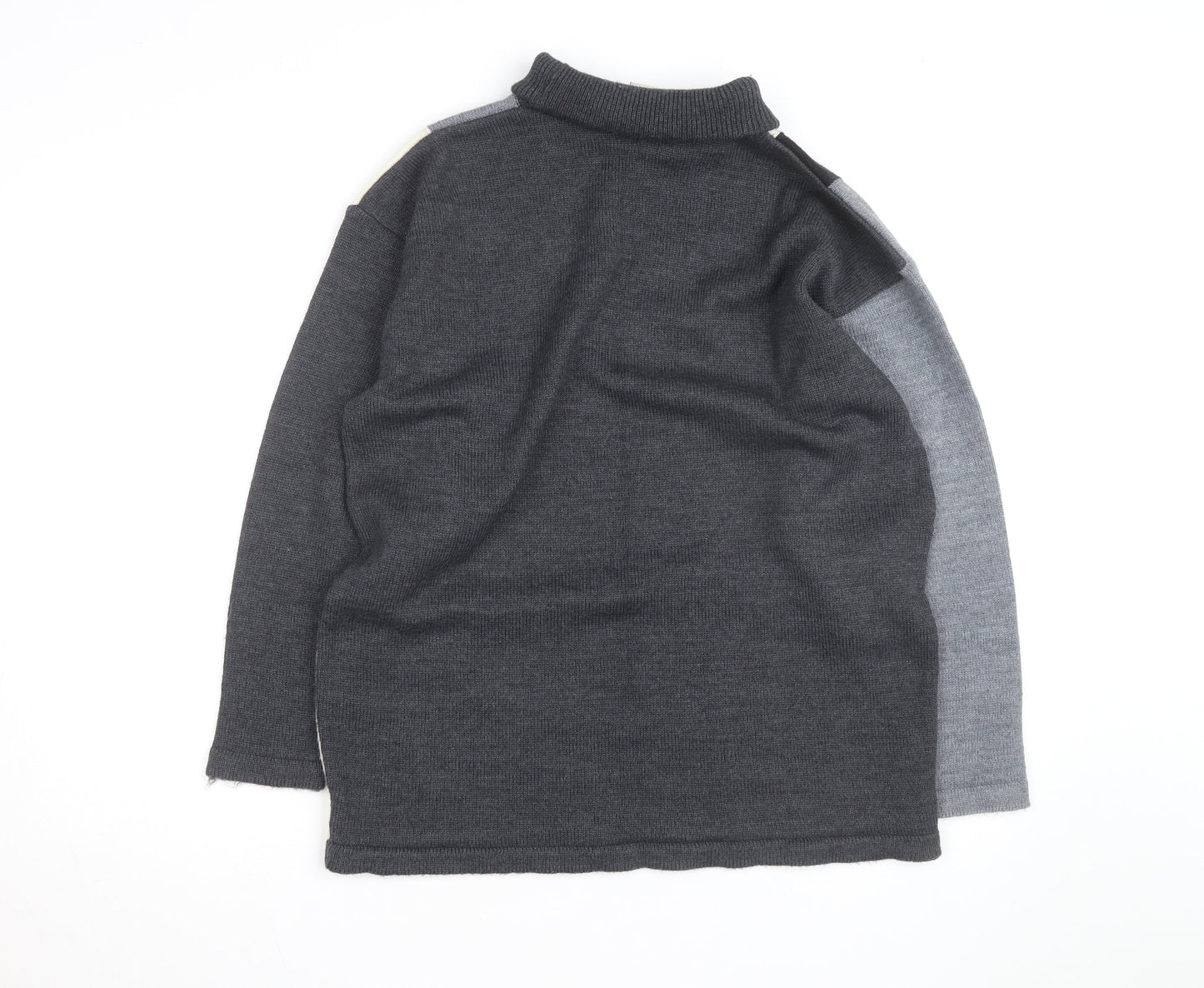 Next Women's Grey Roll Neck Argyle Wool Jumper Size L