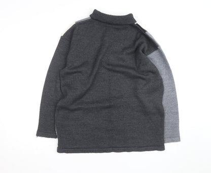 Next Women's Grey Roll Neck Argyle Wool Jumper Size L