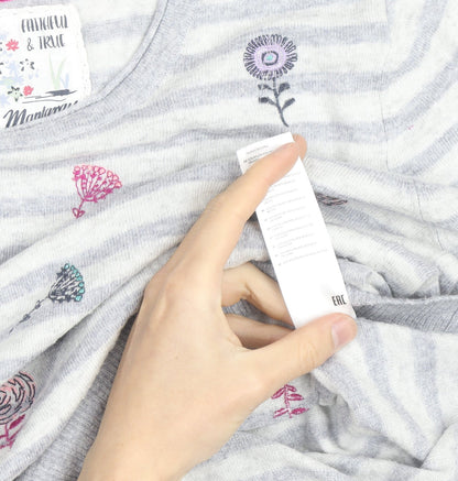 Mantaray Women Grey Floral Striped Pullover Jumper Size 14