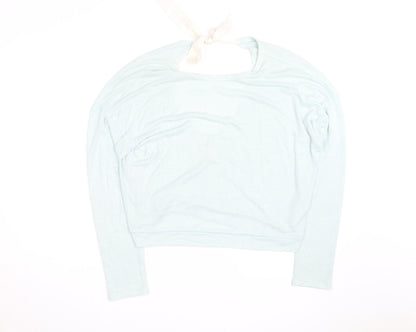 Gilly Hicks Women Light Blue Open Back Bow Tie Lightweight Jumper S