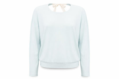 Gilly Hicks Women Light Blue Open Back Bow Tie Lightweight Jumper S