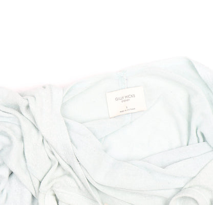 Gilly Hicks Women Light Blue Open Back Bow Tie Lightweight Jumper S