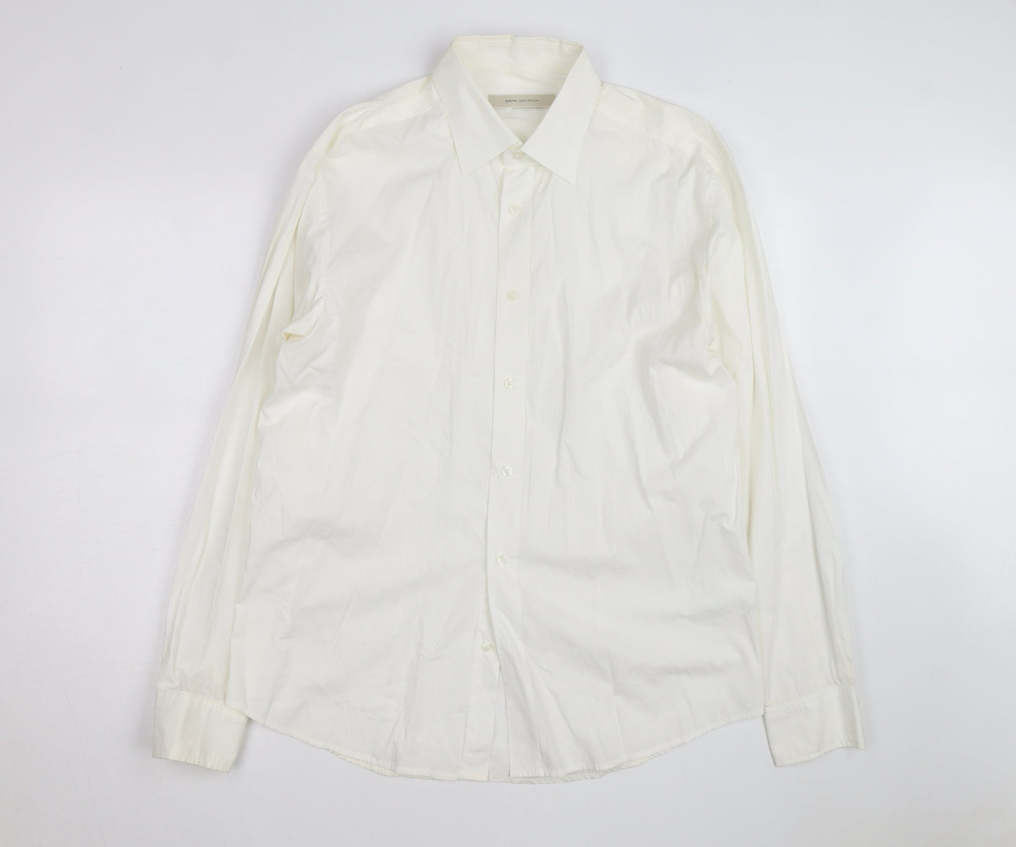Rocha John Rocha Men's White Regular Fit Long Sleeve Button-Up Shirt L