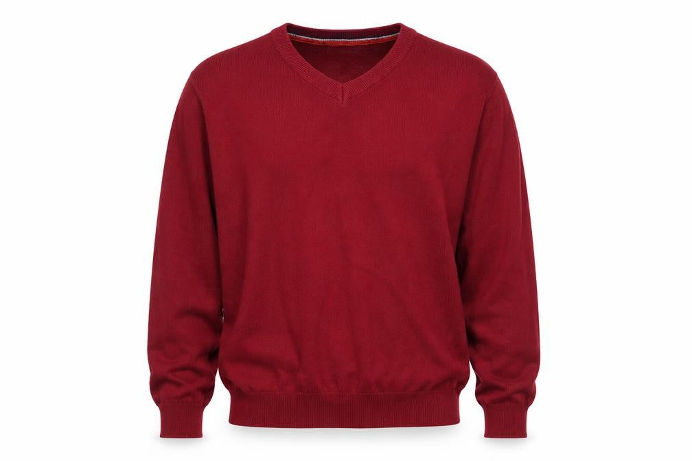 Sandstone Men's Red Cotton V-Neck Pullover Jumper Size L