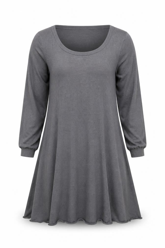 Lazy Lu Women's Grey Swing Knit Dress Size M Scoop Neck Casual