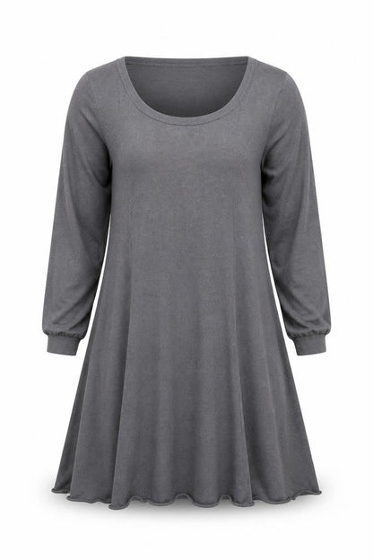 Lazy Lu Women's Grey Swing Knit Dress Size M Scoop Neck Casual
