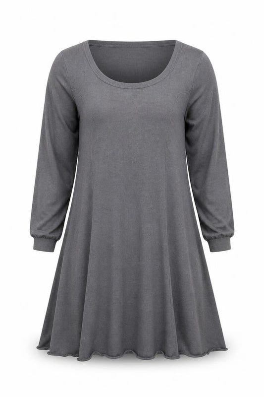 Lazy Lu Women's Grey Swing Knit Dress Size M Scoop Neck Casual