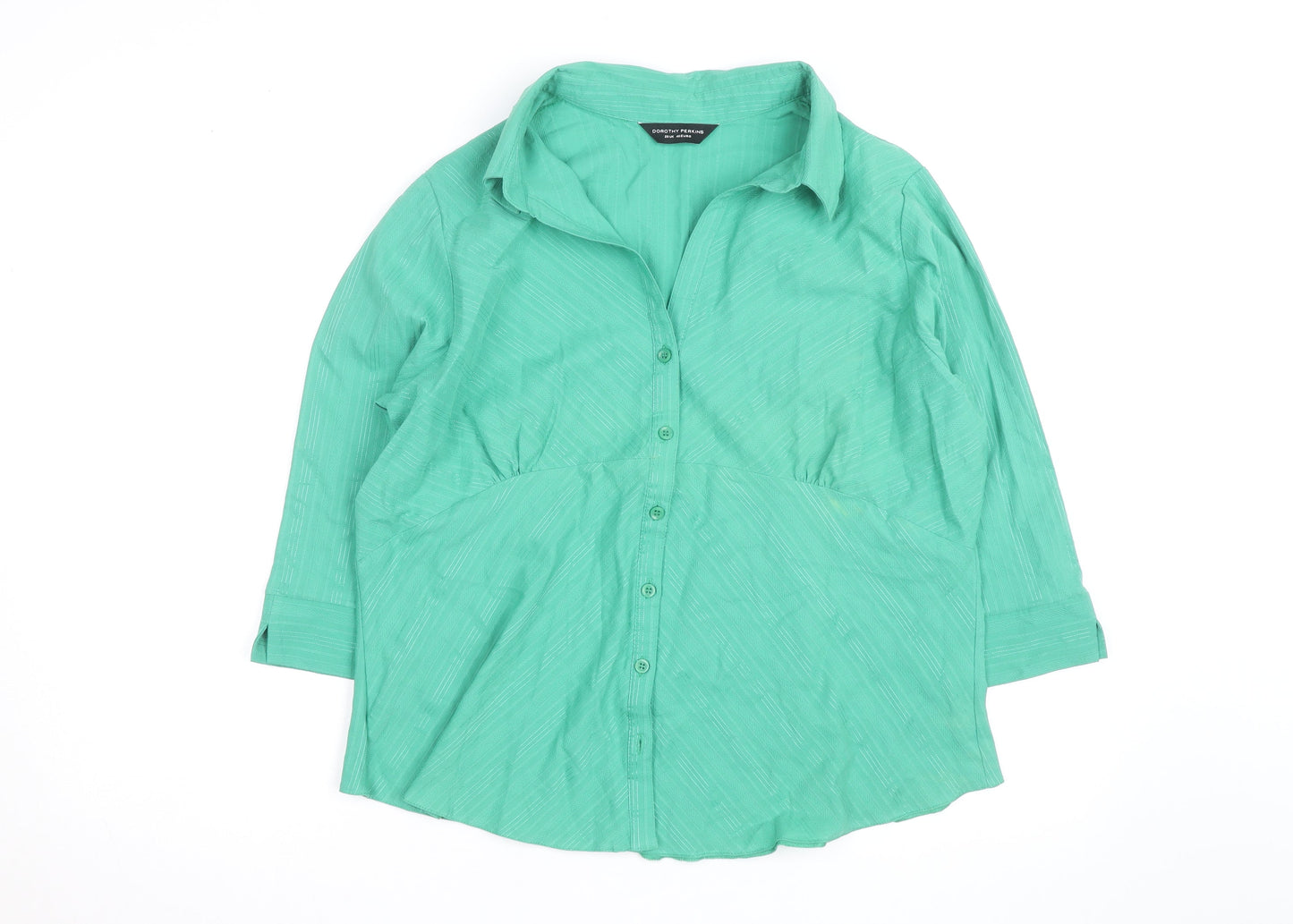 Dorothy Perkins Women's Green 3/4 Sleeve Button-Up Shirt Size 20