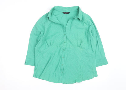 Dorothy Perkins Women's Green 3/4 Sleeve Button-Up Shirt Size 20