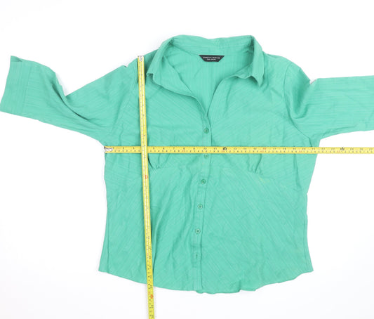 Dorothy Perkins Women's Green 3/4 Sleeve Button-Up Shirt Size 20