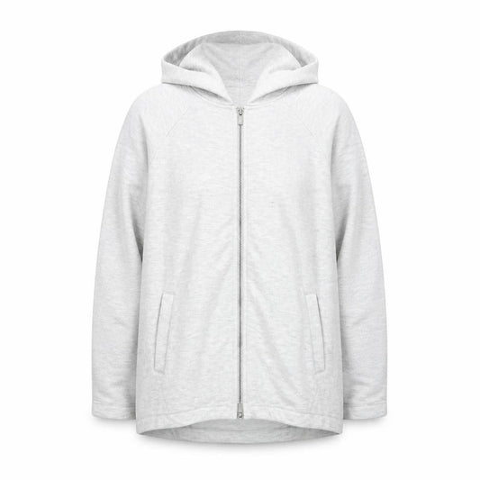 Front view of Sweaty Betty Grey Full Zip Hoodie unisex adults s lightweight cotton blend