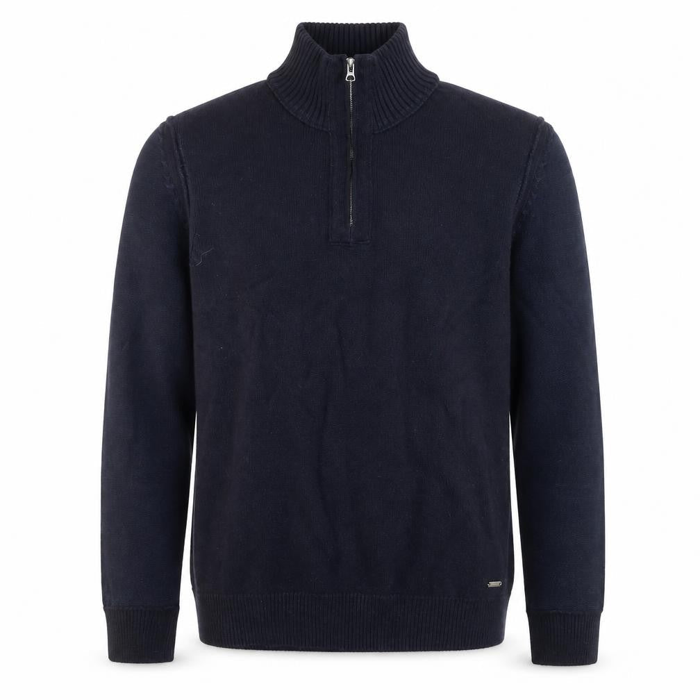 BOSS Hugo Boss Mens Blue Wool Blend Half Zip Jumper Size M