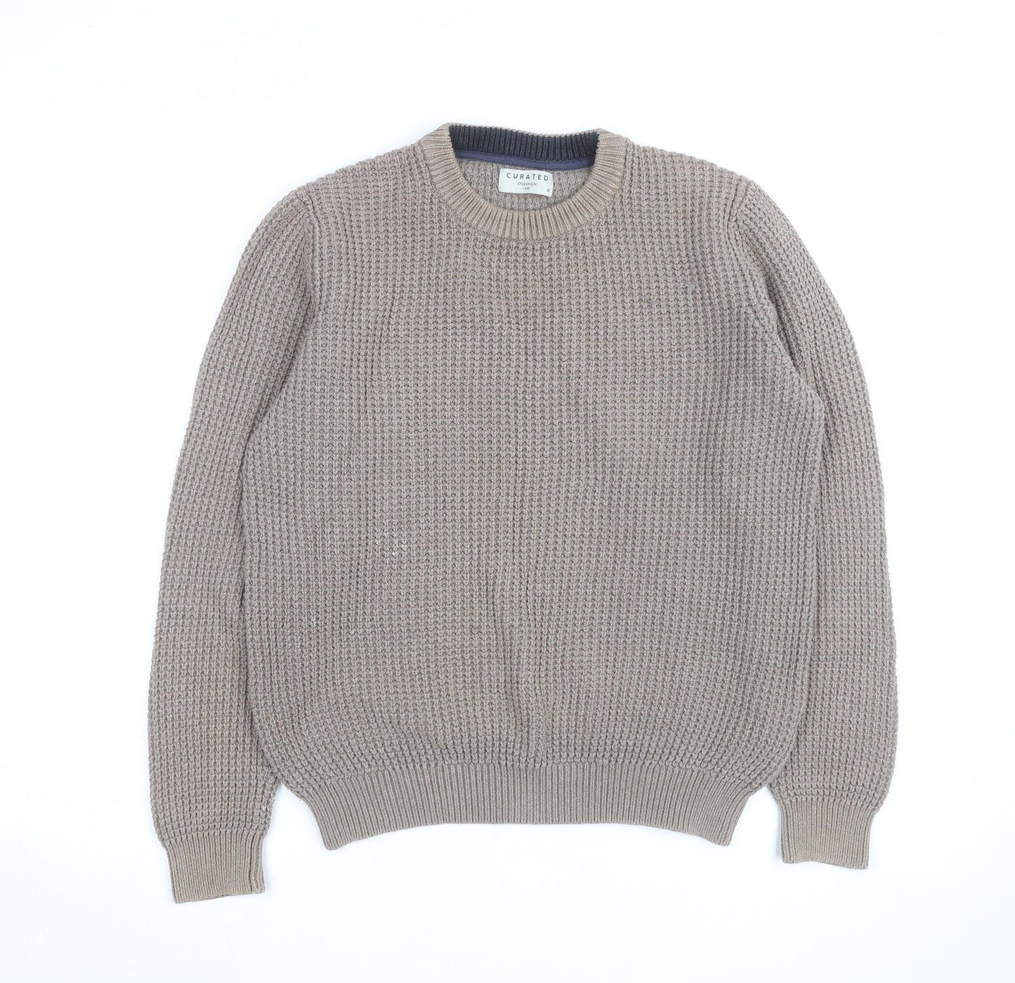 Curated Stockholm Men’s Beige Cotton Chunky Knit Jumper M