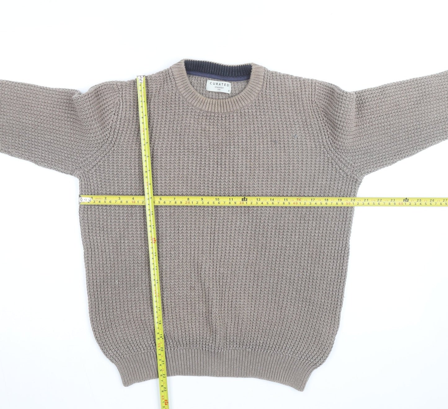 Curated Stockholm Men’s Beige Cotton Chunky Knit Jumper M