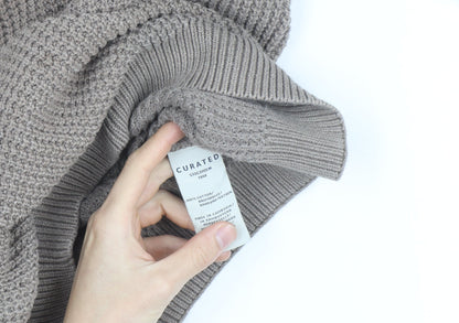 Curated Stockholm Men’s Beige Cotton Chunky Knit Jumper M