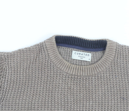 Curated Stockholm Men’s Beige Cotton Chunky Knit Jumper M