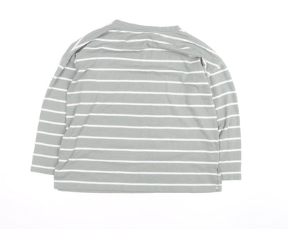 Peacocks Womens Green Striped Crew Neck 3/4 Sleeve Pullover Jumper Size 14