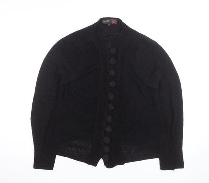 Stephen Men's Black Wool Chunky-Knit Cardigan L