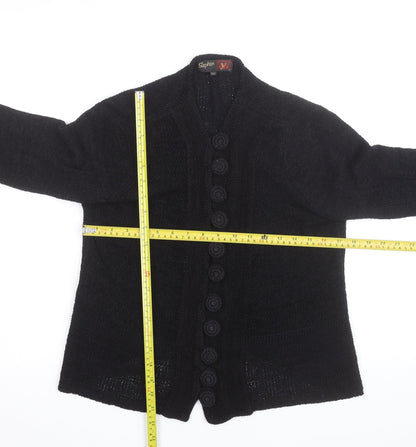 Stephen Men's Black Wool Chunky-Knit Cardigan L