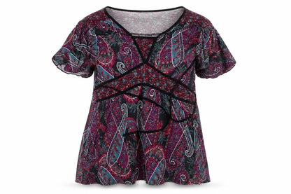 Essence Womens Multicoloured Paisley Wrap Blouse Size 18