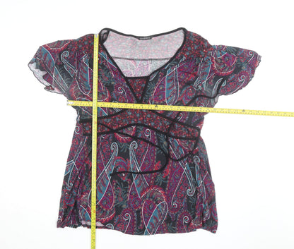 Essence Womens Multicoloured Paisley Wrap Blouse Size 18