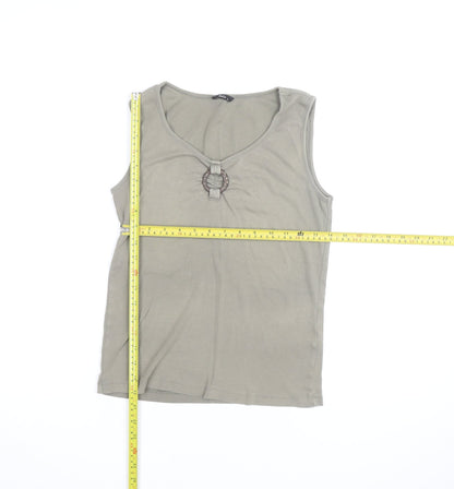 M&Co Womens Beige Cotton Sleeveless Tank Top Size S
