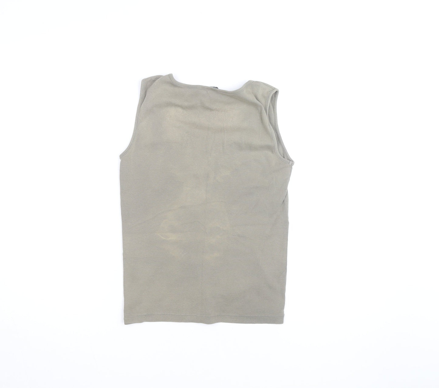 M&Co Womens Beige Cotton Sleeveless Tank Top Size S